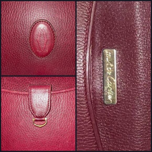 Cartier Vintage Must De Cartier Burgundy Saddle Crossbody Bag W/Dust bag - Picture 7 of 16